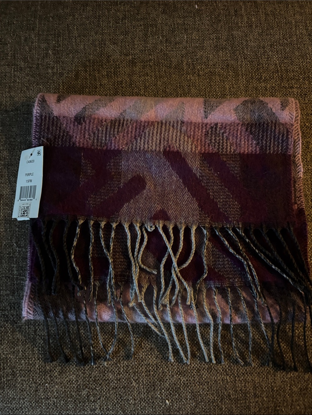 Cejon Purple Plaid Fringe Wrap Scarf